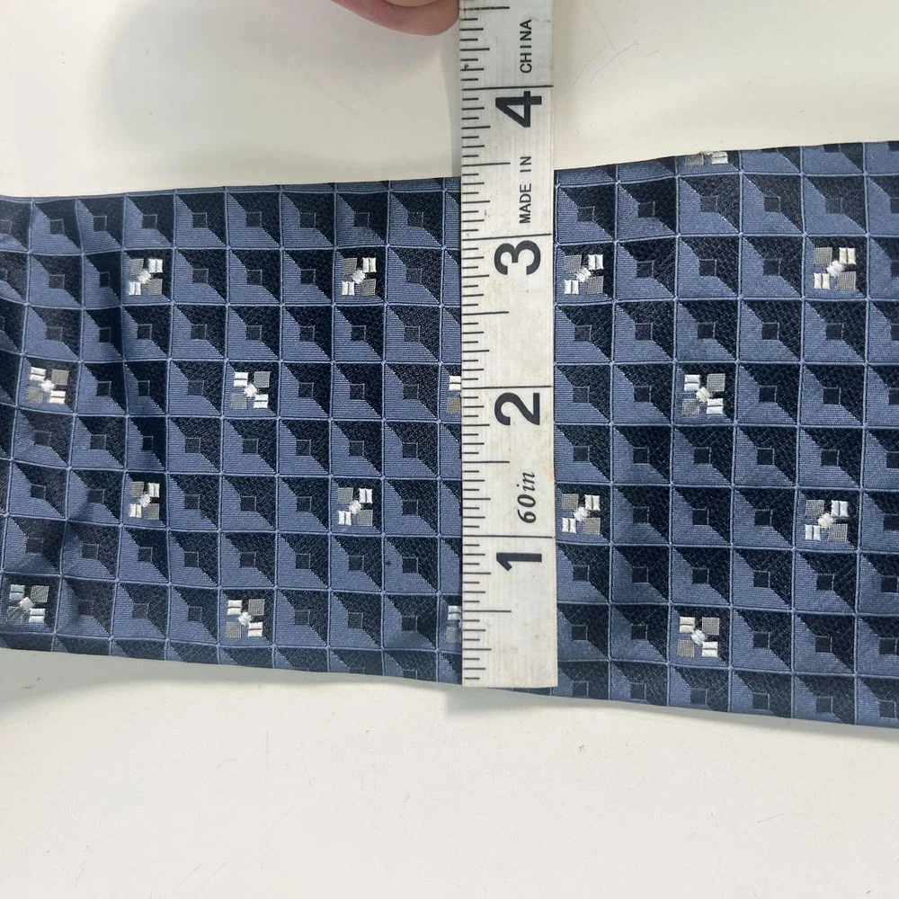 Gianni Versace Silk Tie Mens Blue Geometric Medusa Logo Made In Italy Necktie